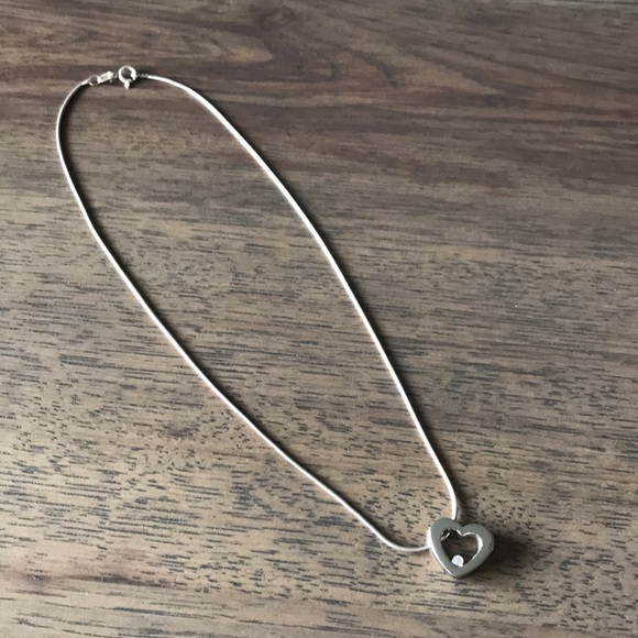 Diamond Heart Silver Statement Charm Necklace - Picture 1 of 3